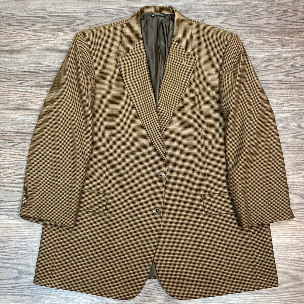 Tom James Tan & Brown Check Sport Coat 44S
